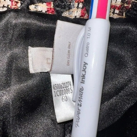 Chico’s 3, metallic tweed 3/4 sleeve puffed collar hook eye front closure jacket - Picture 5 of 6